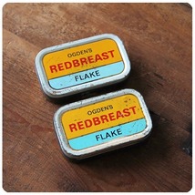 イギリス アンティーク 小さなブリキ缶2個セット/タバコ/ティン/シガレット/TIN/小物ケース【Ogden’s Redbreast Flake】S-004_画像1