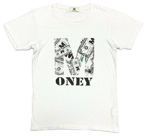 国内正規品■M(エム) Mロゴ MONEY 紙幣柄 ピグメント加工 半袖Tシャツ 白ホワイトM