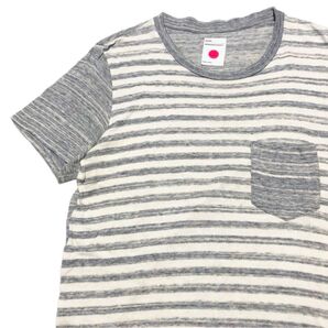 【日本製】marka マーカ ボーダーポケットTシャツ コットンニットカットソー S アメカジ 切替 ビンテージレプリカ 男女兼用