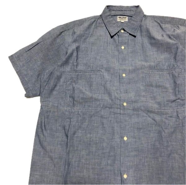 【美品】BIG JOHN ビッグジョン シャンブレーワークシャツ M 半袖 vintage ヴィンテージ ビンテージ 80s〜 青