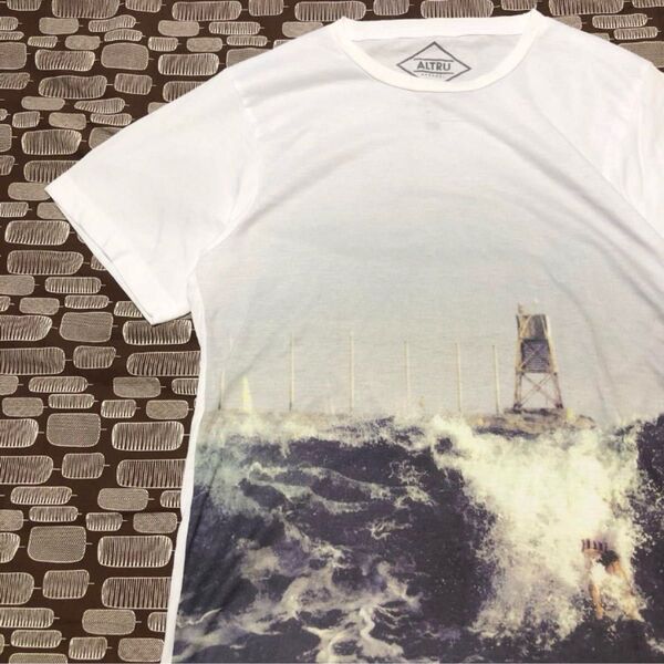 【美品】ALTRU オールトリュー レトロフォトプリントTシャツ USA製 LIFE 白 半袖カットソー 写真 アメリカ製 S