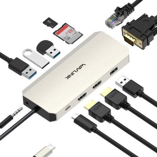 USB C 12 in1ハブ/ドックステーション、3ディスプレイtype-cアダプタ