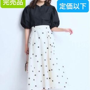 JUSGLITTY 完売品 定価大幅以下ドットフレア上品スカート 送料込み