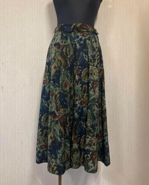 レア 総柄 ワイドレッグクロップドパンツ ワイドパンツ 和風 着物リメイク風
