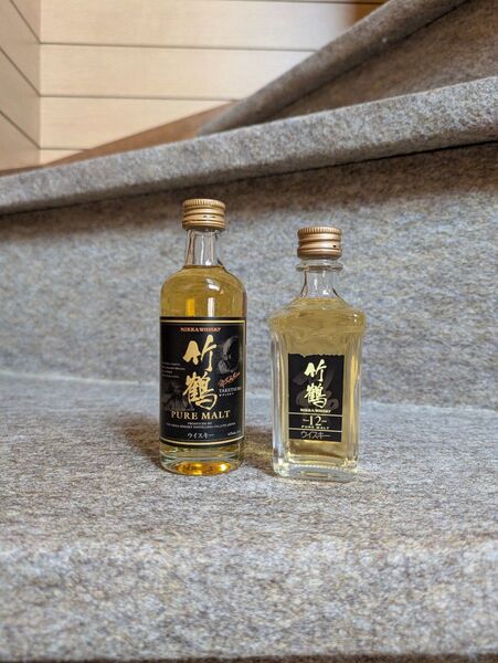 古酒 ミニボトル ニッカウヰスキー 竹鶴ピュアモルト旧ラベル&竹鶴12年 2本セット