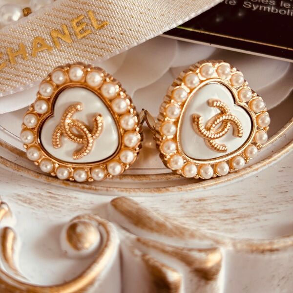 CHANEL シャネル イヤリング ヴィンテージ ココマーク パール ハート ゴールド