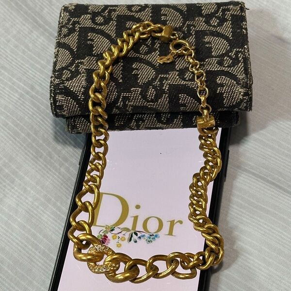 Christian Dior ネックレス チェーン ゴールドカラー ストーン ヴィンテージ