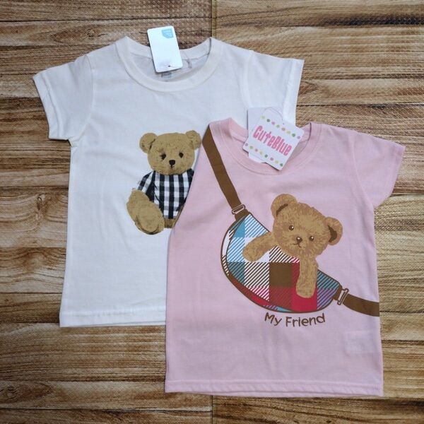 新品 未使用 クマ 夏 半袖 Tシャツ 男の子 女の子 95 2枚セット
