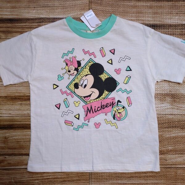 新品 未使用 リトシー ミッキー ミニー 半袖 Tシャツ 白色 120