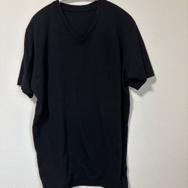 UNIQLO/ユニクロ 341-081019 半袖 Tシャツ Vネック ブラック L