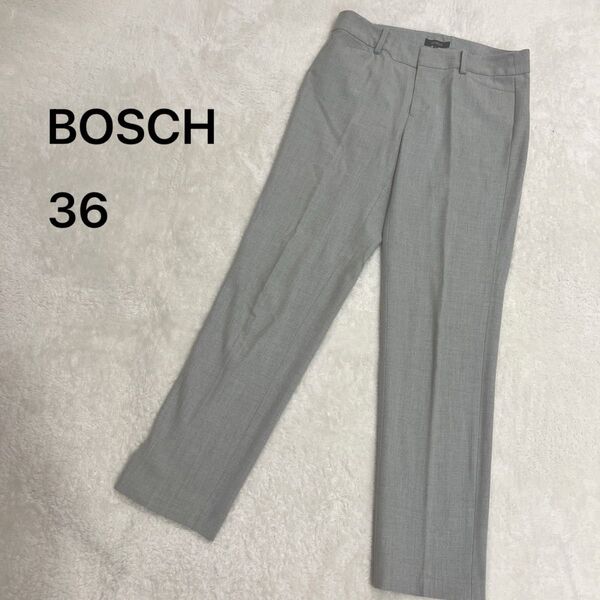 【BOSCHボッシュ】ライトグレー テーパードスラックス 無地 36 Sオフィス パンツ ボトムス シンプル