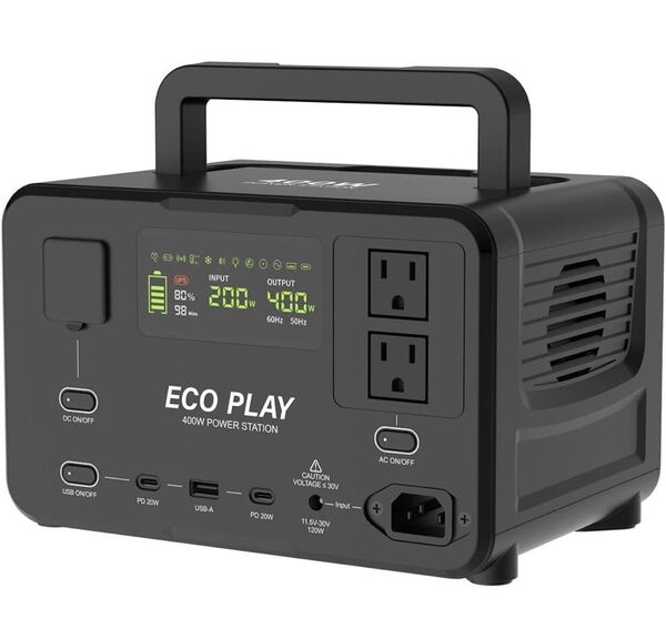 Eco Play EP400 ポータブル電源 大容量 蓄電池 256Wh リン酸鉄リチウムイオン 60分 送料込み