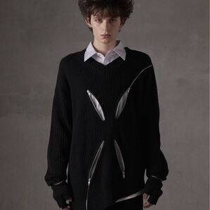 【GRANCY】ZipDesign Asymmetry Knit / ジップデザイン アシンメトリー ニット