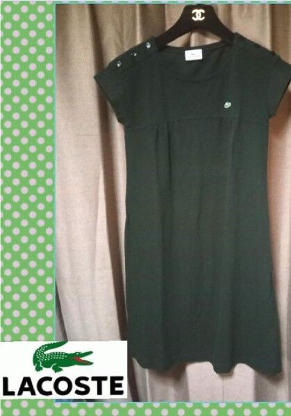 美品 LACOSTE 半袖ワンピース 38 ブラック S