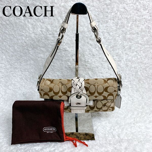 美品 COACH ショルダーバッグ キャンバス ブラウン ソーホー 6280 SOHO コーチ レザー 肩掛け