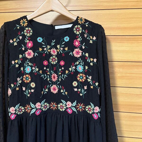 zara ザラ トップス チュニック ワンピース エンブロイダリー ドット