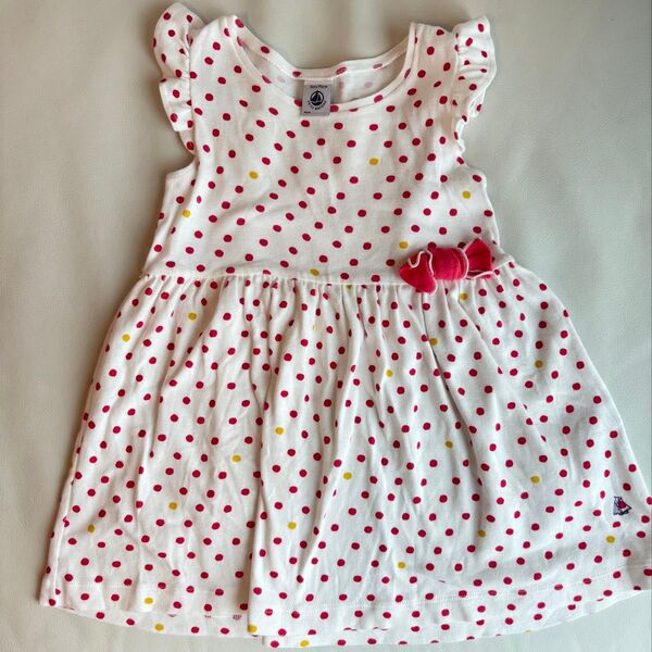 美品 プチバトー PETIT BATEAU ドット柄ワンピース 95cm