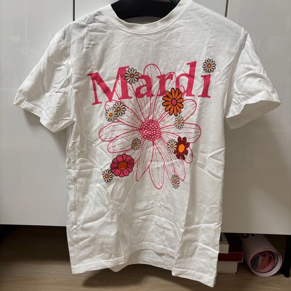 Mardi 花柄 Tシャツ ホワイト ピンク