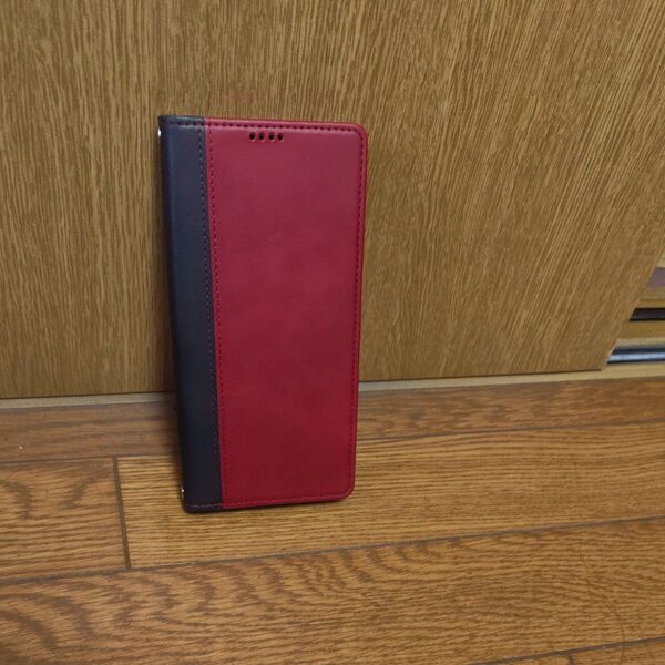 アクオスR9proスマホケース 手帳型 レッド×ネイビー