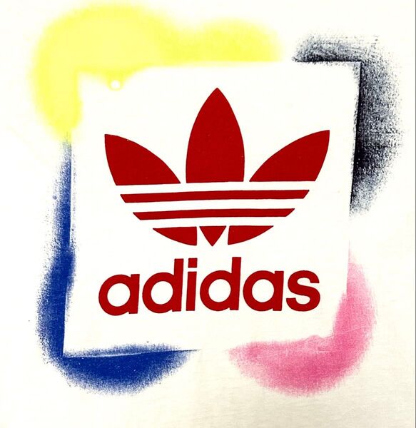 アディダス adidas Tシャツ 白×マルチカラー S