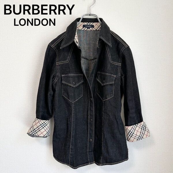 BURBERRY LONDON バーバリーロンドン デニムジャケット シャツ ノバチェック 38 M
