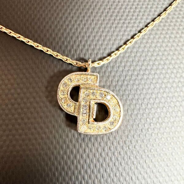 【美品】Christian Dior CDロゴ ラインストーン ブレスレット ゴールド 金 クリスチャンディオール アクセサリー