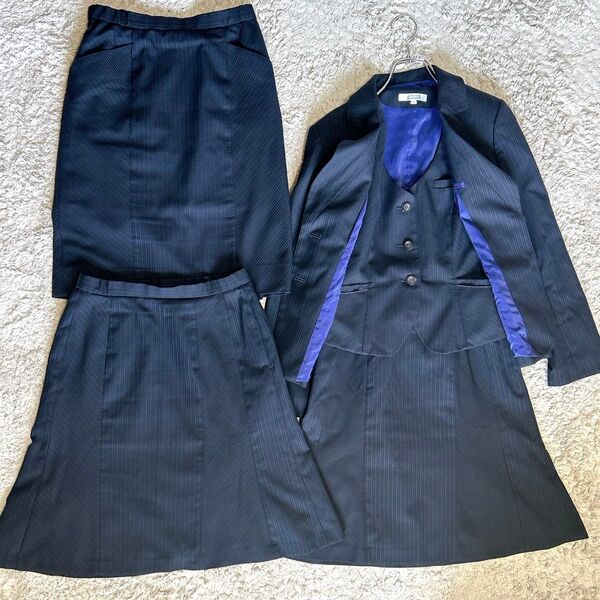 ALPHA PIER レディース オフィススーツ ビジネススーツ 事務服 5点セット スカートスーツ セットアップ