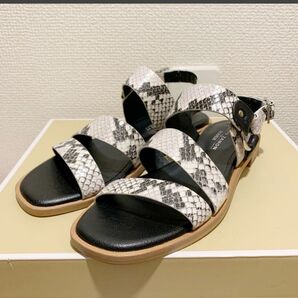 送料無料◆新品 ELVIO ZANON for NOUER レザーサンダル◆レディース36 総柄 アニマル柄 ヘビ柄エルビオザノン