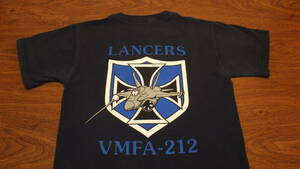 【VMFA-212】Lancers 米海兵隊岩国基地 F/A-18 USMC TシャツサイズS　MAG-12　紺色　コットン100%　MCAS IWAKUNI　CVW-5