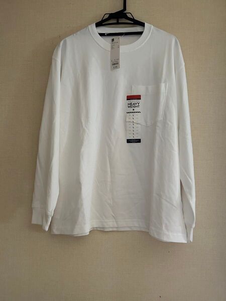 GU ヘビーウェイトクルーネックTシャツ 長袖 白 Lサイズ 未使用