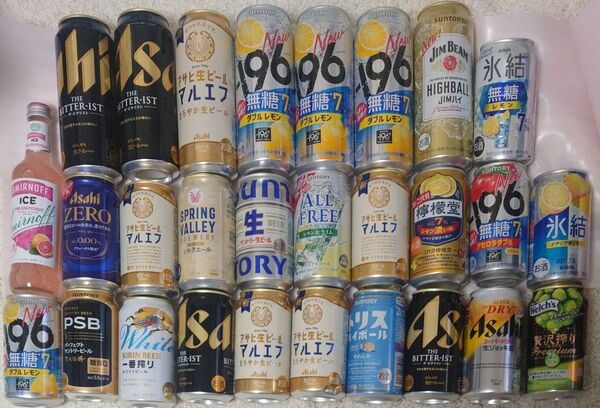 新品未開封 ビール、ハイボール、チューハイ、スミノフ、アサヒゼロ(ノンアル含) 賞味期限 2025.08〜2026.08 全28本