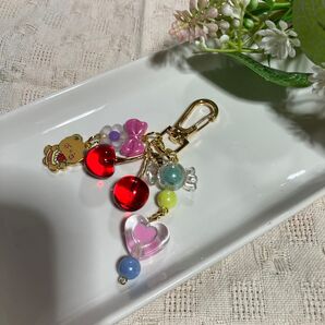ハンドメイド キーホルダー チャーム 甘いものだいすきくまさん