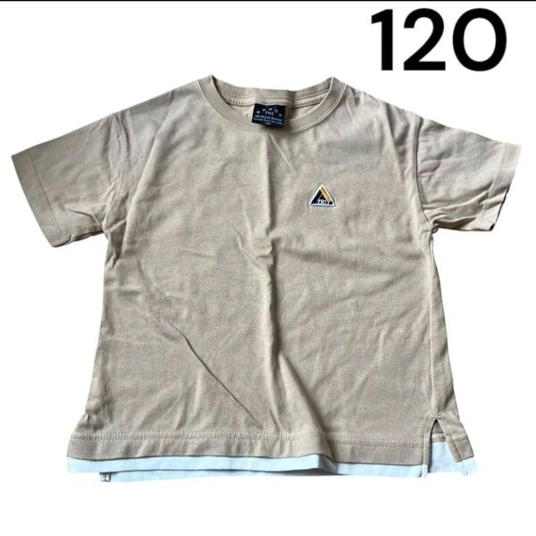 しまむら Tシャツ 半袖 キッズ ベージュ 重ね着風 120