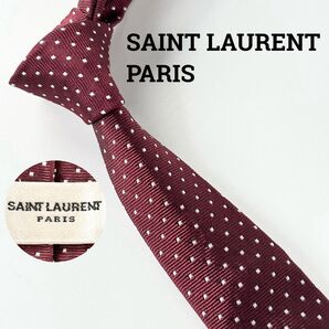 サンローランパリ(SAINT LAURENT PARIS) 美品 ドット柄 ネクタイ 大剣幅 4cm 細い ナロータイ フランス製
