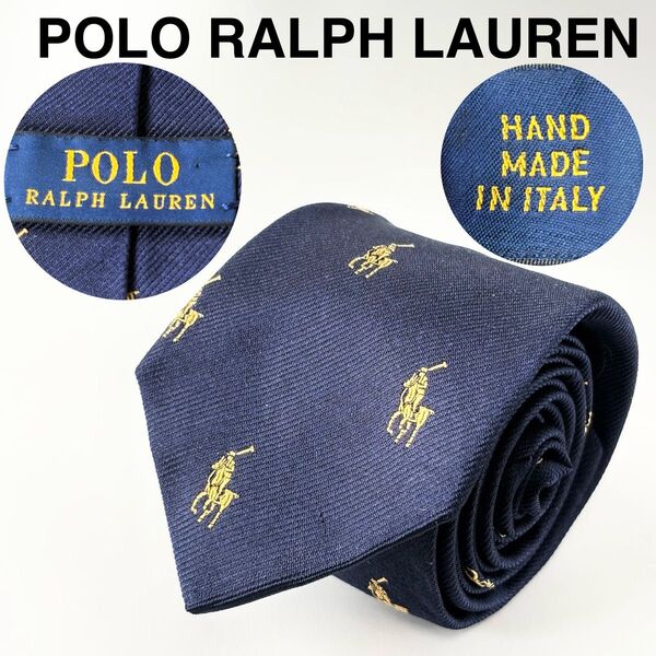 ポロラルフローレン POLO RALPH LAUREN ロゴ 総柄 キッズ ネクタイ シルク イタリア製 ハンドメイド