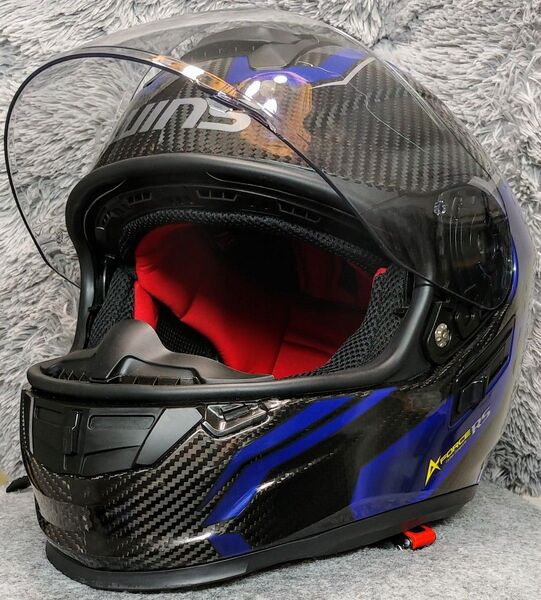 【2019年製|1,400g】WINS A-FORCE RS カーボン×ブルー|Lサイズ|超軽量ドライカーボン フルフェイス