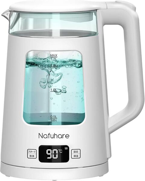 電気ケトル 電気ポート ガラス 1.7L 1200W 5色LEDライト付