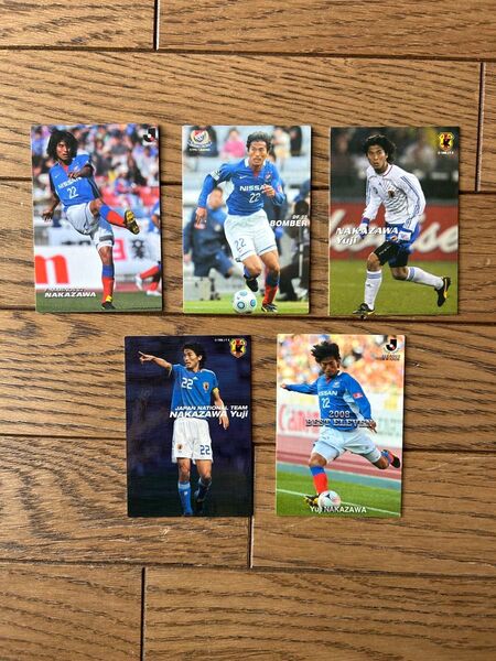 中澤佑二 カルビー チップスカード 5枚まとめて サッカーカード横浜FマリノスJリーグ