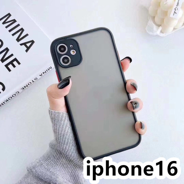 iphone16ケース カーバー TPU 可愛い お洒落 韓国 マット ブラック 黒 軽量 ケース 耐衝撃 高品質390