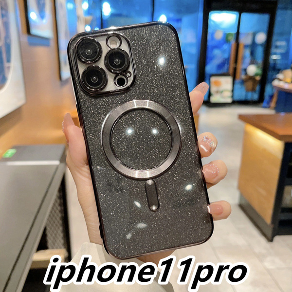 iphone11proケース TPU 軽量 お洒落 ケース 耐衝撃 無線 磁気 ワイヤレス充電 ブラック