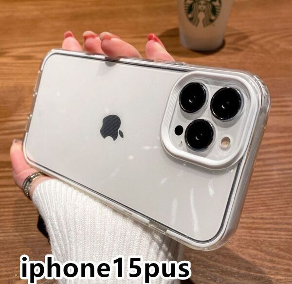 iphone15plusケース カーバー TPU 可愛い お洒落 韓国 ホワイト 軽量 ケース 耐衝撃 661