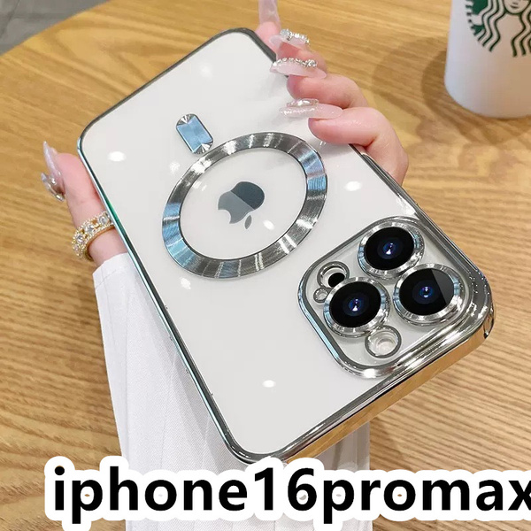 iphone16promaxケース TPU ケース 軽量 耐衝撃 無線 磁気 ワイヤレス充電 シルバー