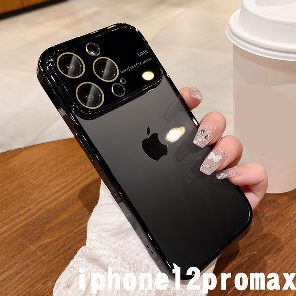 iphone12promaxケース カーバー TPU 可愛い お洒落 指紋防止 軽量 耐衝撃 ブラック1