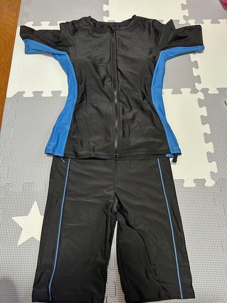 セパレート 水着 フィットネス水着 黒 上下セット