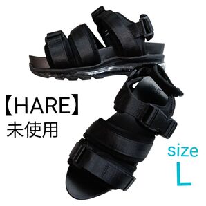 未使用 HARE エアソール Lサイズ サンダル ベルト ストラップ 期間限定 スポサン 24.5〜26cm ブラック 厚底 黒