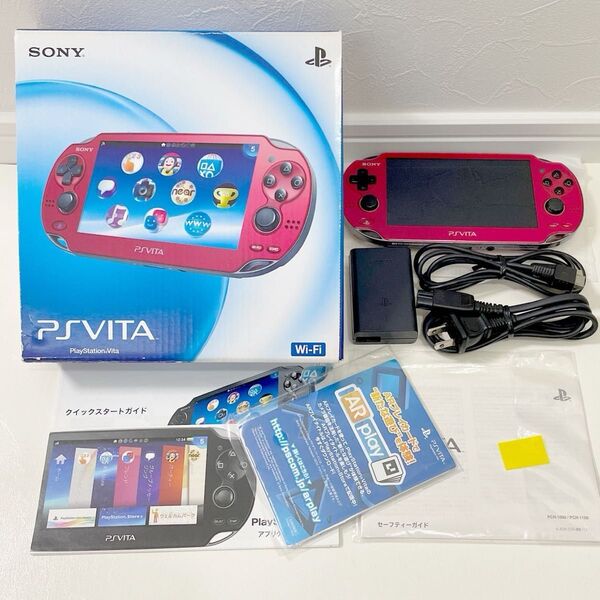 PS Vita 1000 レッド 本体 PCH-1000 ZA03 充電器