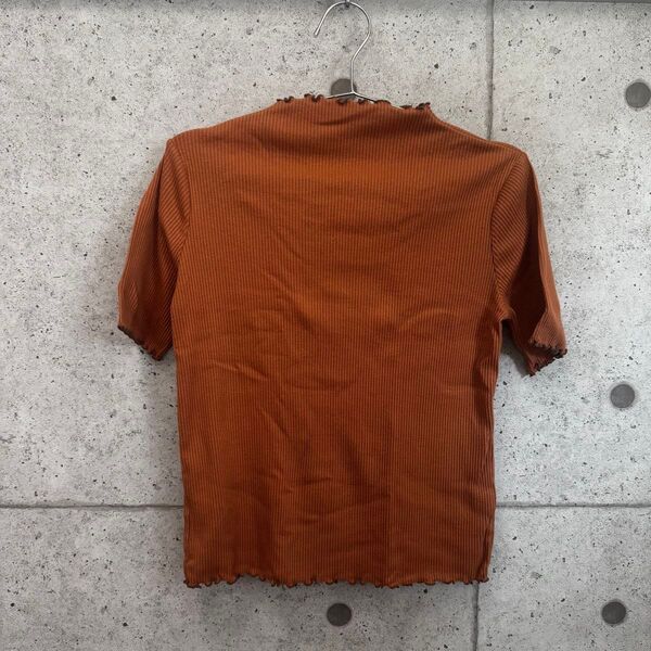 【古着】トップス Tシャツ リブ メロウ 半袖 テラコッタ used