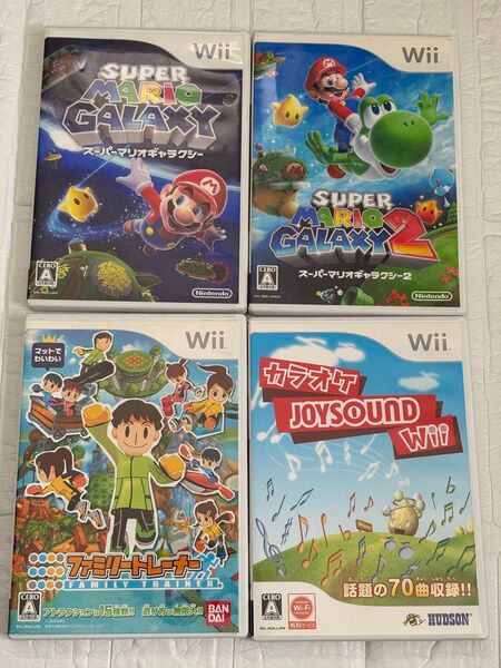 スーパーマリオギャラクシー1&2 ファミリートレーナー カラオケJOYSOUND Wii ソフト 4本セット