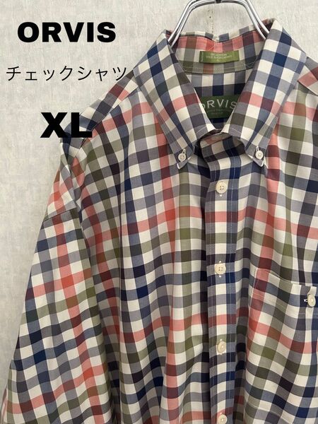 古着 ORVIS オービス 長袖シャツ XL チェックシャツ マルチカラー 長袖 チェック柄