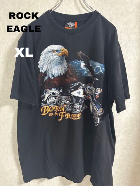 ROCK EAGLE ロックイーグル 半袖Tシャツ XL ブラック 黒 古着 Tシャツ ビンテージ